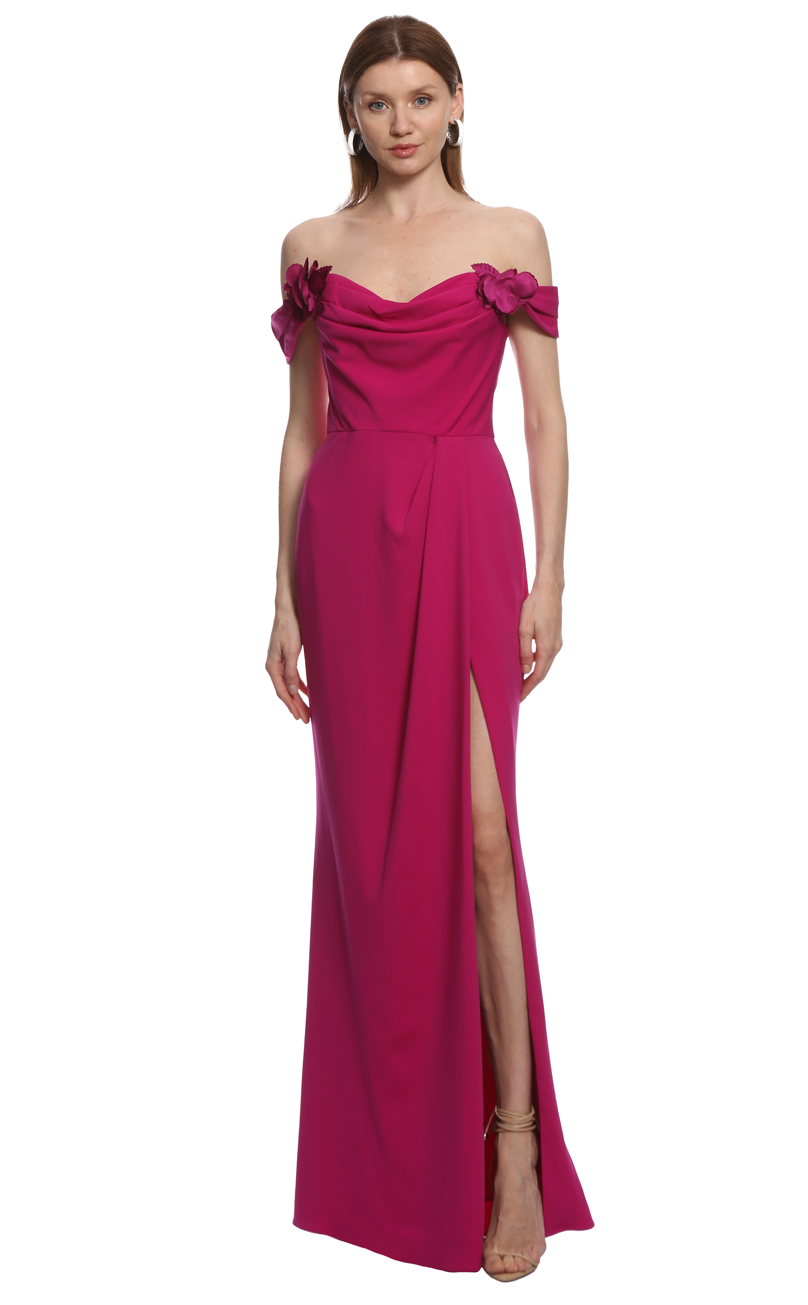 Marchesa Notte Kadın Fuşya Gece Elbisesi MRTN88G3424540-ORCHID
