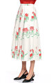 Rosie Assoulin Çiçek Desenli Midi Beyaz Etek
