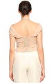 Taupe Jersey Off-Shoulder Top Bluz