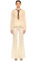 ivory Macrame Lace Chiffon Blouse Bluz