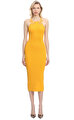 Canary Yellow inserted Lace Knit Elbise