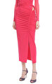 Fuchsia Jersey Gathered Midi Etek