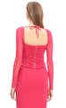 Fuchsia Jersey Cut Out Top Bluz