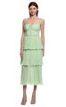 Green Tiered Diamante Chiffon Midi Elbise
