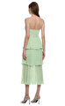 Green Tiered Diamante Chiffon Midi Elbise