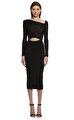 Black Knit Midi Elbise