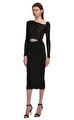 Black Knit Midi Elbise