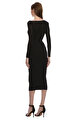 Black Knit Midi Elbise