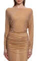 Gold Rhinestone Mesh Midi Elbise