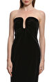 Black Velvet Strapless Midi Elbise
