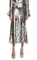 Silver Sequin Maxi Etek