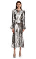 Silver Sequin Maxi Etek