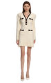 Cream Textured Knit Mini Elbise