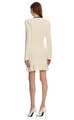 Cream Textured Knit Mini Elbise