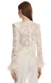 Cream Cord Lace Feather Top