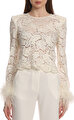 Cream Cord Lace Feather Top