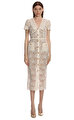 Cream Lace Midi Elbise