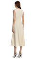 Cream Crepe Embellished Midi Elbise