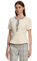 Cream Crepe Embellished Top