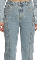 Crystal Embellished Denim Jeans Pantolon