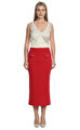 Red Knit Heart Buttoned Midi Etek