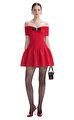 Red Knit Bow Mini Elbise