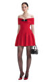 Red Knit Bow Mini Elbise