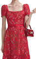 Red Floral Lace Midi Elbise