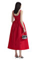 Red Taffeta Diamante Midi Elbise