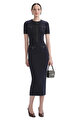 Navy Embellished Knit Midi Etek