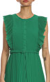 Green Chiffon Sleeveless Ruffle Midi Elbise