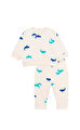 Balina Baskılı Pamuklu Bebek Sweatshirt ve Pantolon Takım