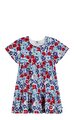 Çiçek Baskılı Kısa Kollu Pamuklu Çocuk Elbise