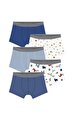 Desenli Pamuklu Çocuk Boxer Paketi 5' li
