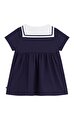 Denizci Yakalı Düz Kısa Kollu Pamuklu Bebek Elbise