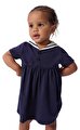 Denizci Yakalı Düz Kısa Kollu Pamuklu Bebek Elbise
