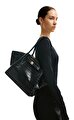 Siyah Hana Medium Vegan Deri Omuz Çantası