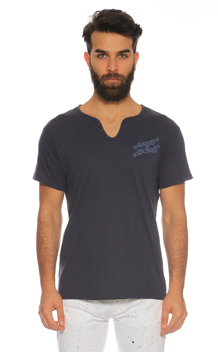 Zadig Voltaire Erkek Lacivert T Shirt ZVTMONASTIRBANNERGRA NAVY
