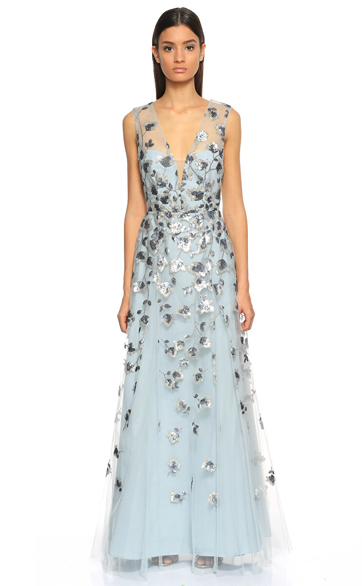 BCBG MAX AZRIA Kad n Mavi Elbise BMA46DEP6200575491 LIGHTBLUEFROST