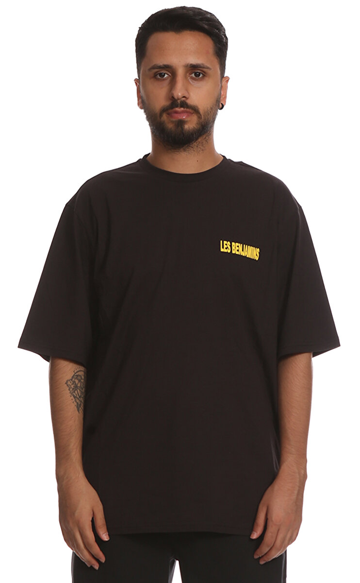 Les Benjamins Erkek Siyah T Shirt LBJLB24FWEAPMUTS 028154 NOIR