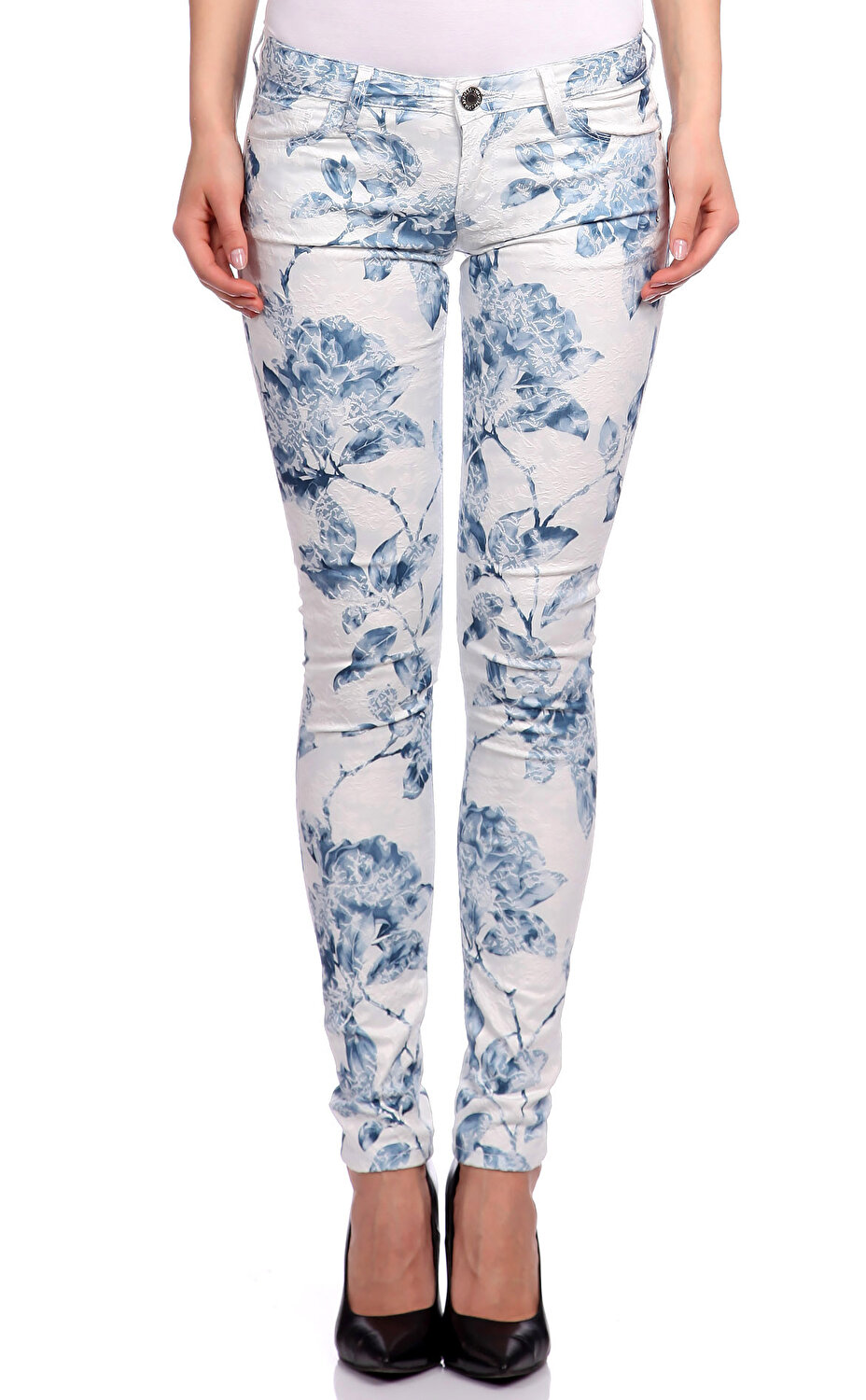 Guess Kadin Pantolon Gu61w61043w77p0 Mavi Beyaz Brandroom