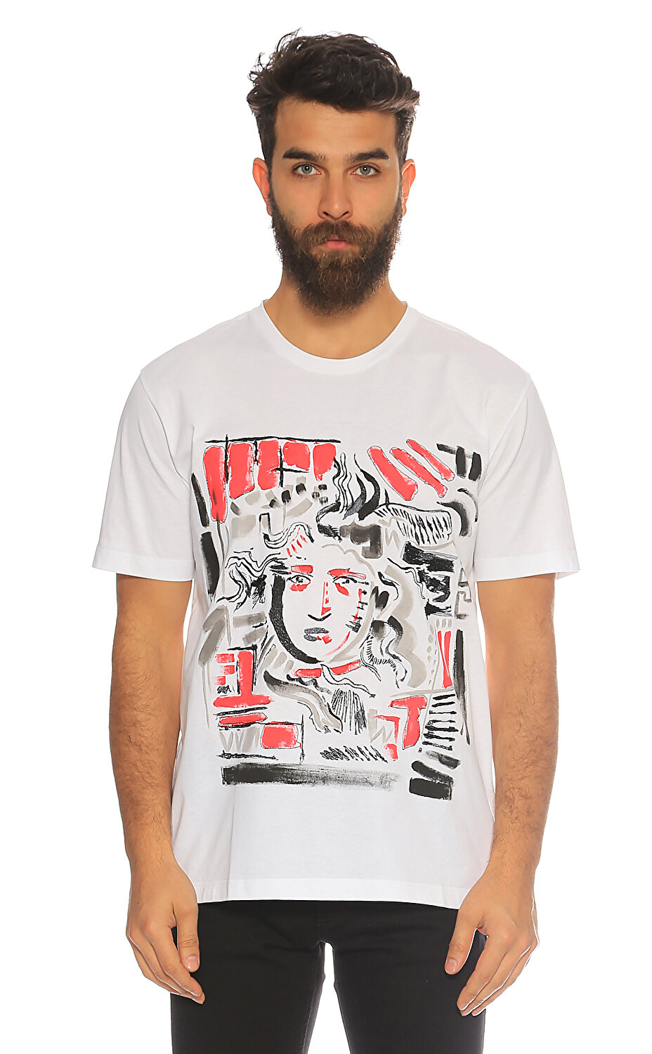 Versace Erkek Beyaz T Shirt Vrca78026a222529a001 White Brandroom