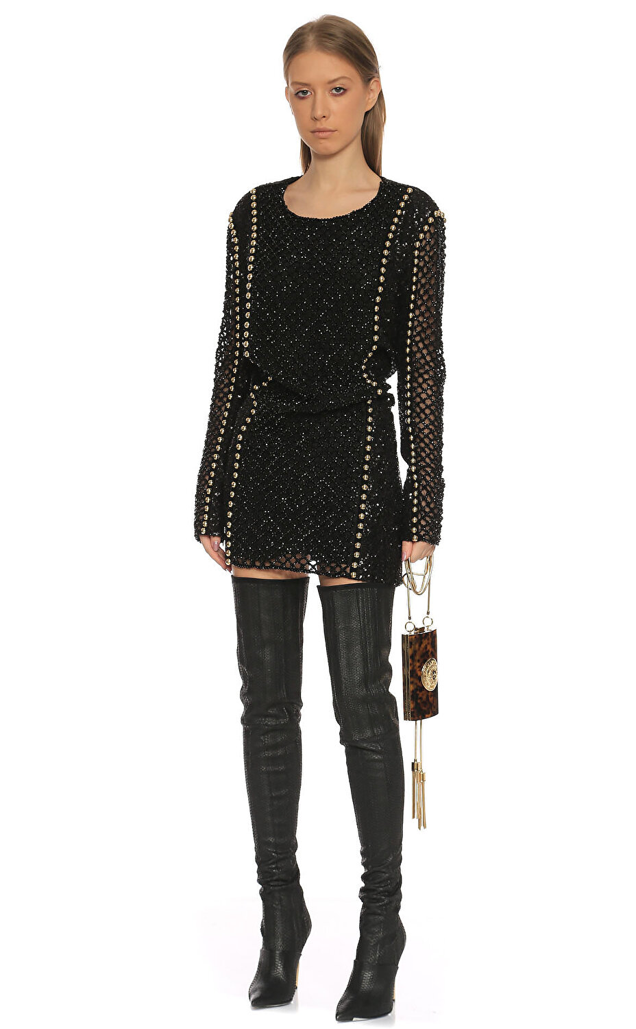 Balmain Kadin Elbise Blm103958235xc5100 Black Cold Brandroom