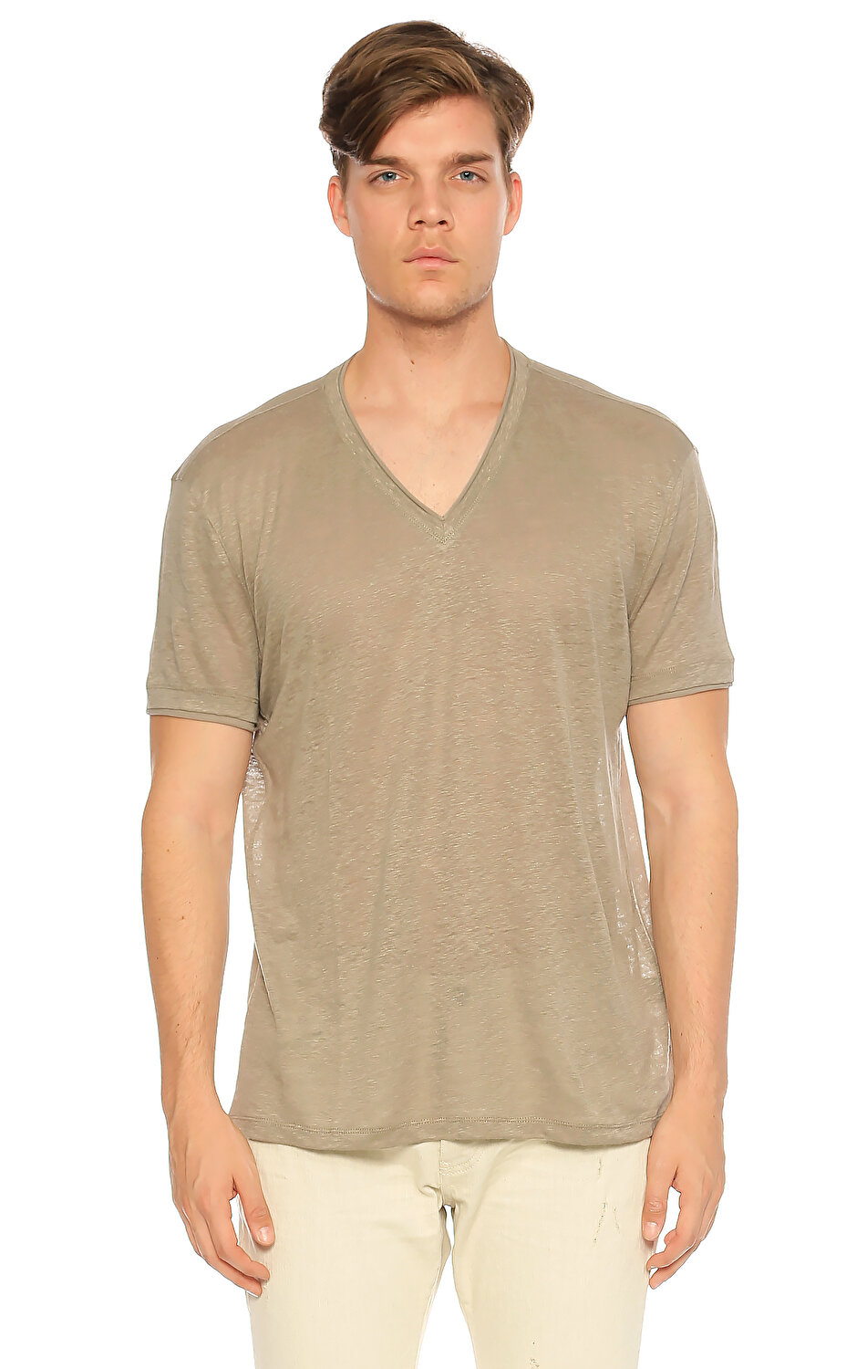 John Varvatos Erkek Bej T Shirt Jovk736u1ql6398 Beige Brandroom