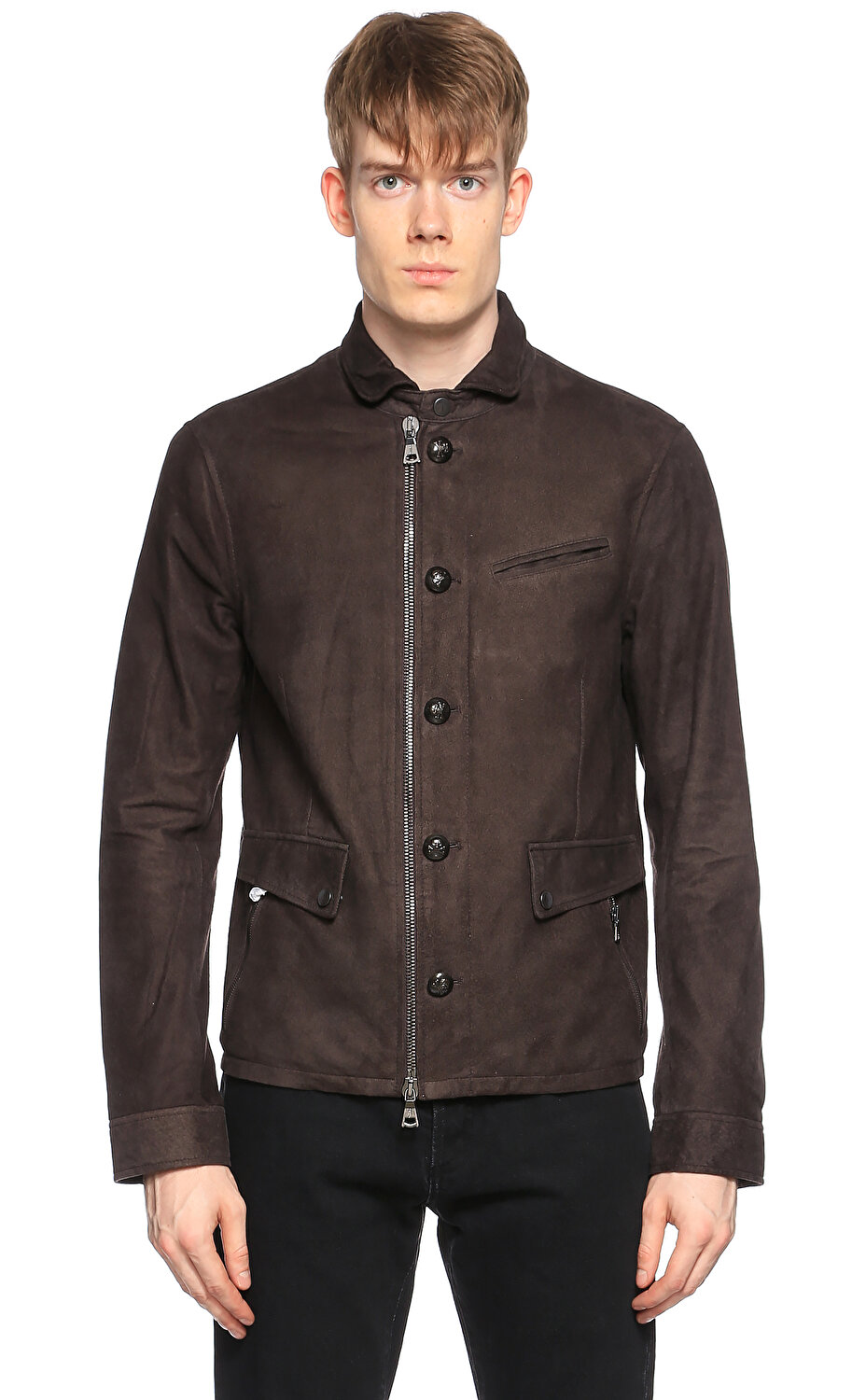 John Varvatos Erkek Kahverengi Deri Ceket Jovl949u2y1324213 Brown Brandroom