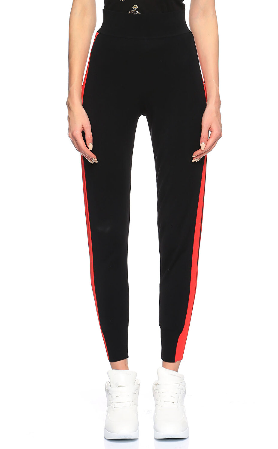 Alexander Mcqueen Kadin Pantolon Amq351120q1oby1091 Black Red Brandroom