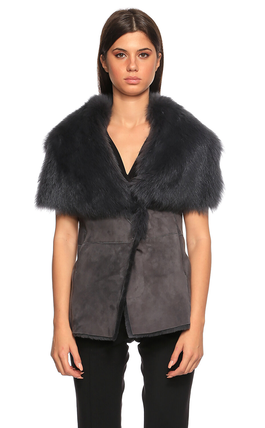 karen millen gri kurk yelek