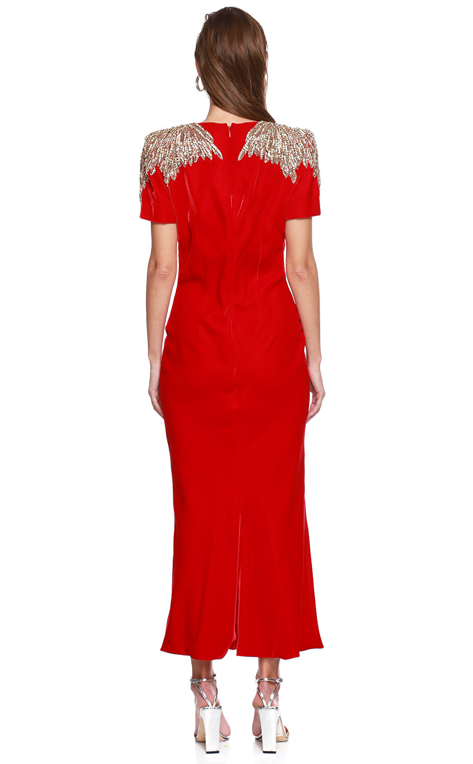Alexander Mcqueen Kadin Kirmizi Gece Elbisesi Amq483642qje016510 Scarletred Brandroom