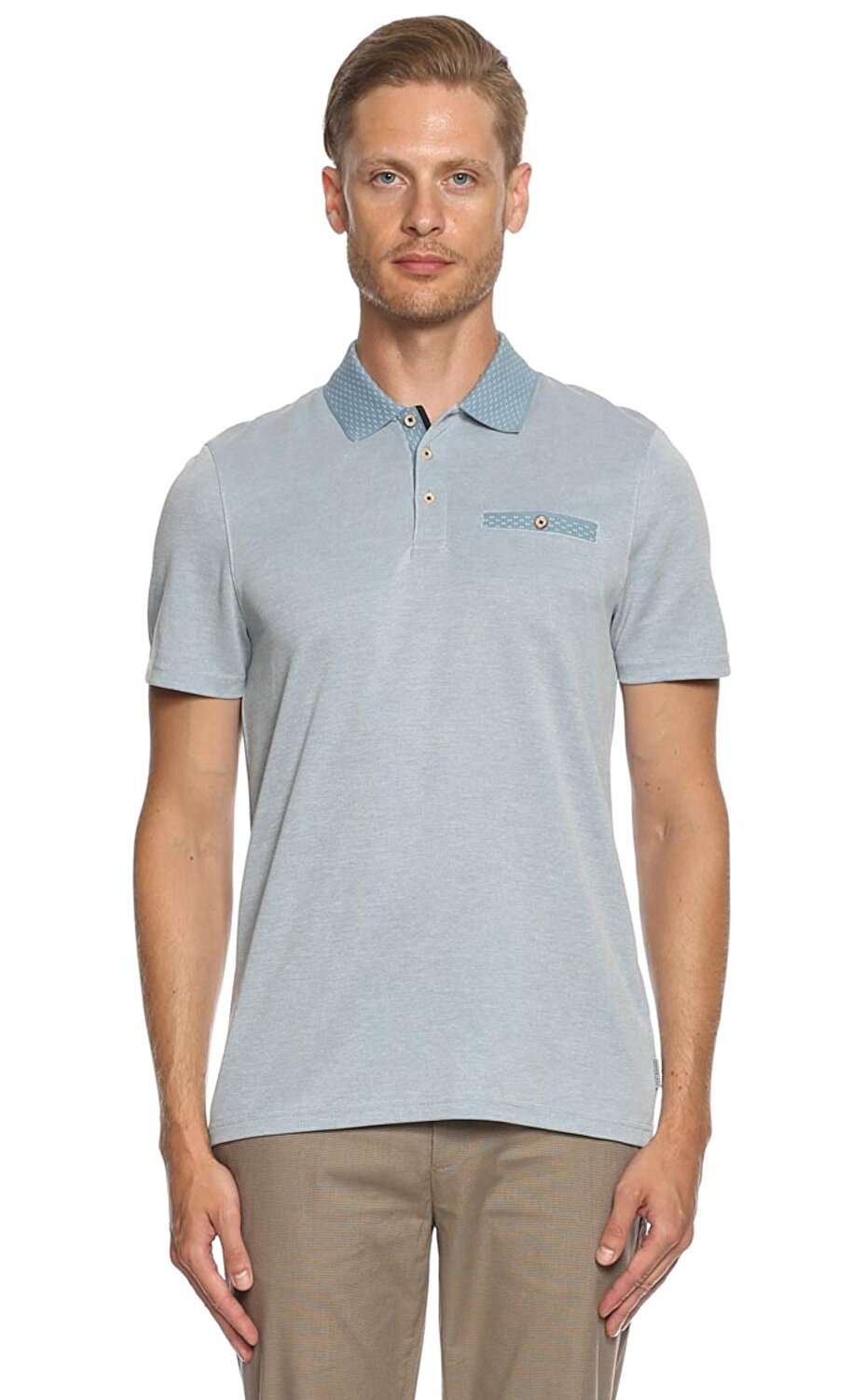 Ted Baker Erkek Mavi Polo T Shirt Tedcaroselmid Mid Blue Brandroom