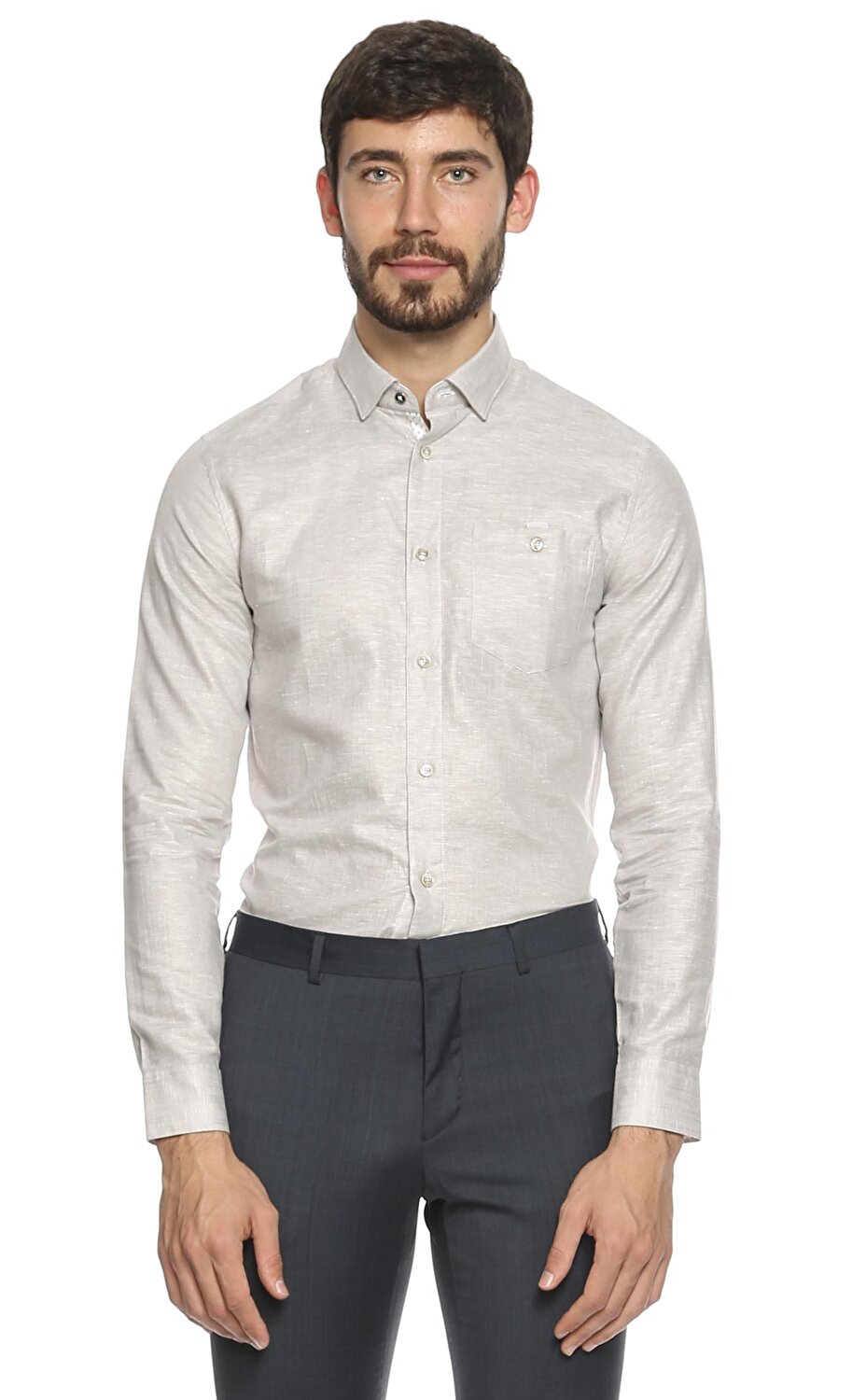 Ted Baker Erkek Krem Rengi Gomlek Tedtiptoenat Natural Brandroom